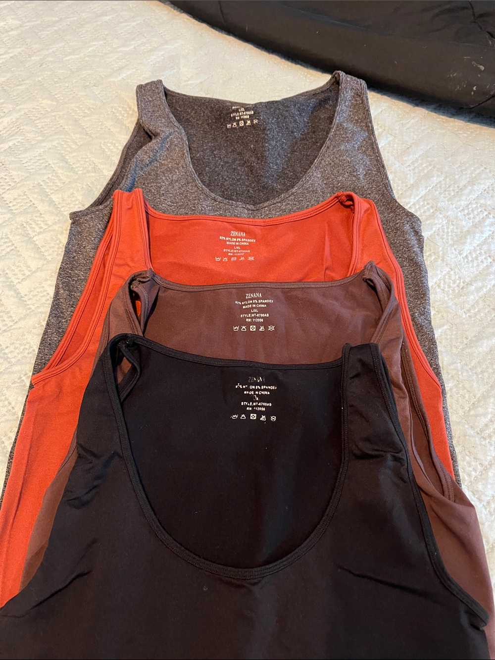 Zenana Women's Tank Top Set - Black, Rust, Brown, Heather Gray. Size L/XL